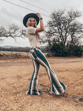 The Joliet Stripe Bell Bottom Jeans (Blue) - The Vintage Emmie