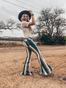 The Joliet Stripe Bell Bottom Jeans (Blue) - The Vintage Emmie