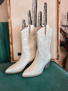 The Rowena Embroidered Bootie (White)