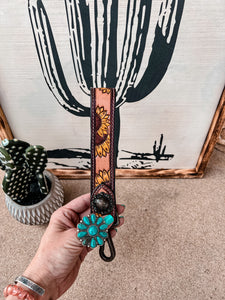 Tooled Leather Keychain ( Double Sunflower)