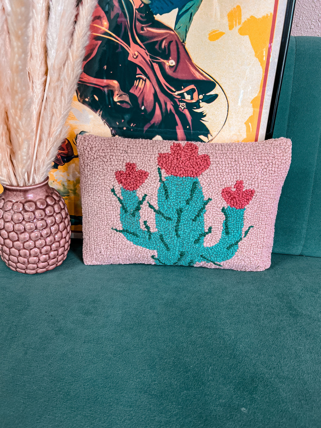 Pink Cactus Throw Pillow