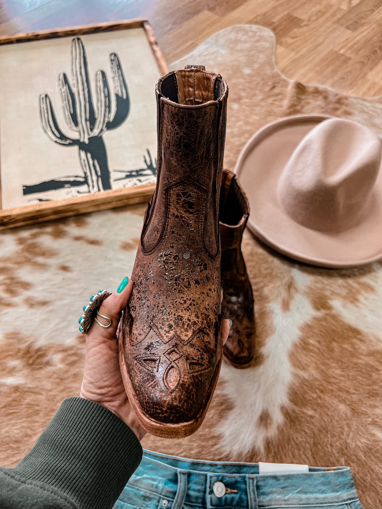 Agave Sky Paige Overlay Ankle Bootie (Vintage Chocolate) - The Vintage Emmie